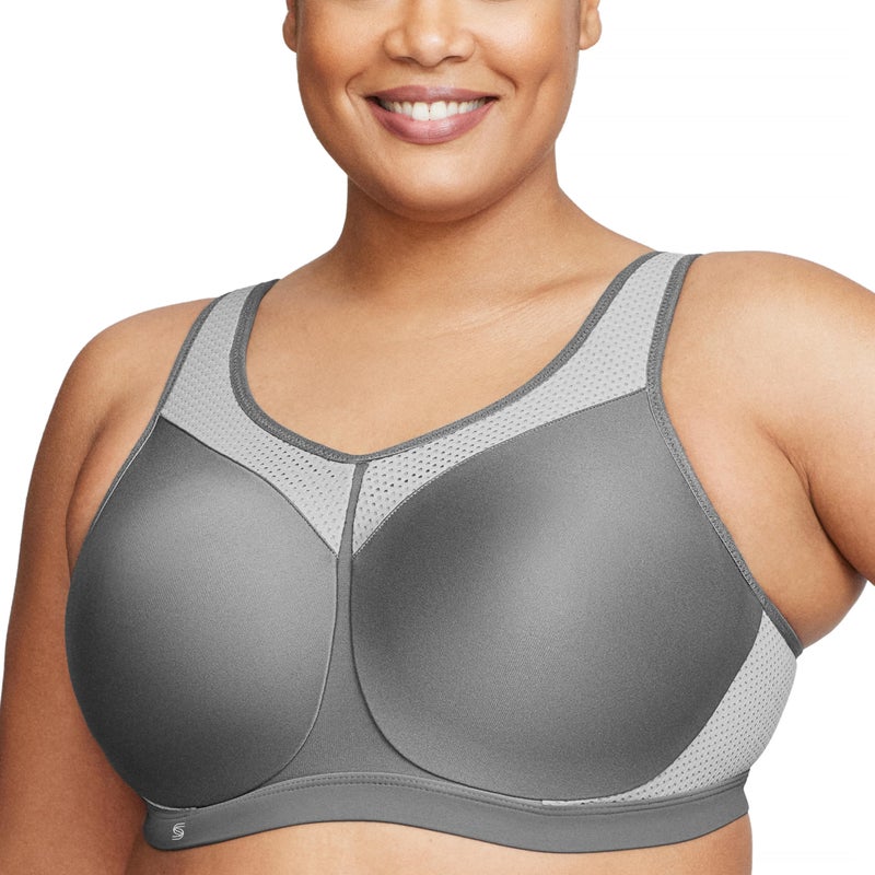 Glamorise Full Figure Plus Size High Impact Wonderwire Sports Bra Underwire #9066 Gray - Image 1